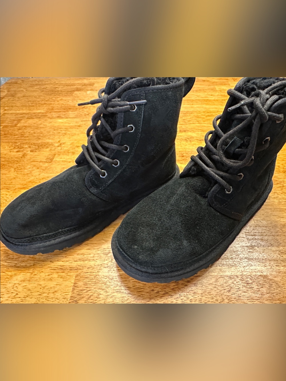 UGG Women's Harkley Neumel Chukka Black Suede Lace-Up Ankle Boots
